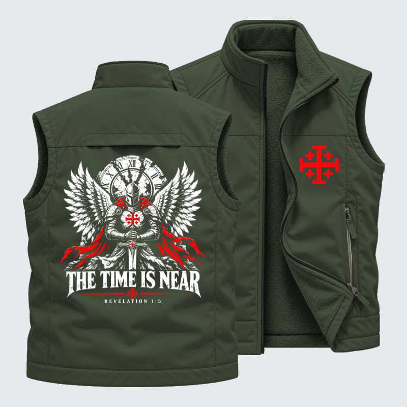 Reversible Fleece-Lined Outdoor Vest - The Time Is Near Revelation 1:3