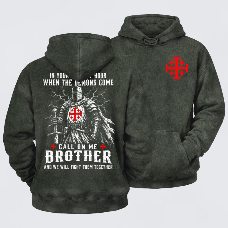 Washed Hoodie - Call On Me Brother – Knights of Faith