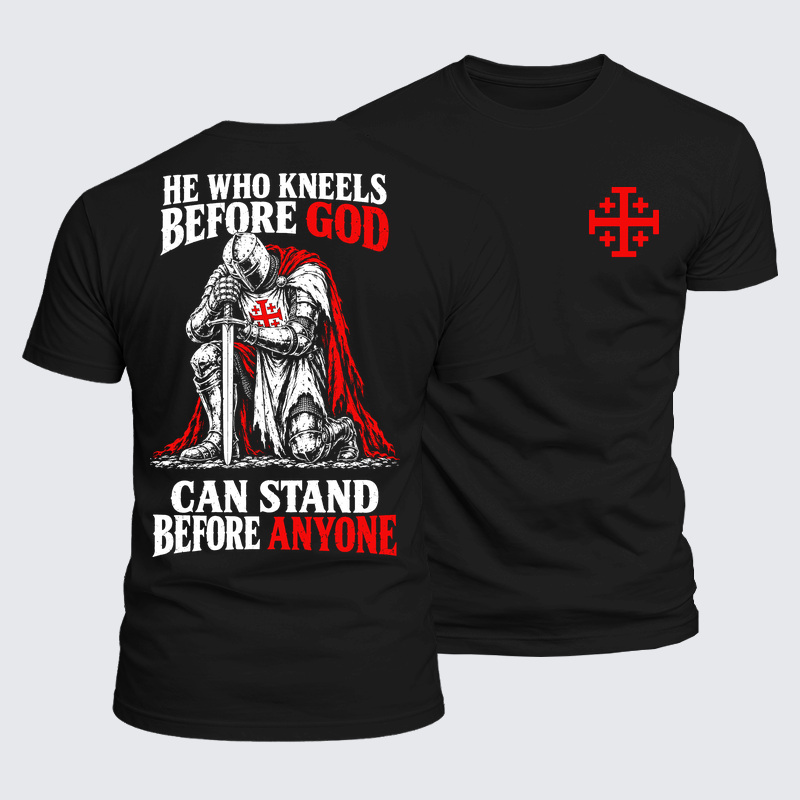 Luxe Mercerized Cotton Tee - He Who Kneels Before God Can Stand Before Anyone