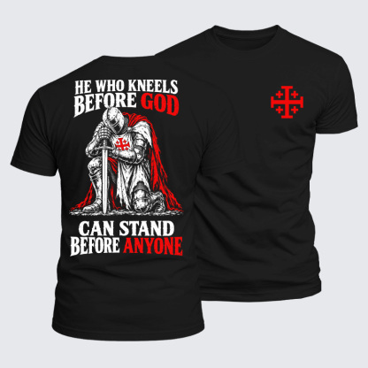 Luxe Mercerized Cotton Tee - He Who Kneels Before God Can Stand Before Anyone
