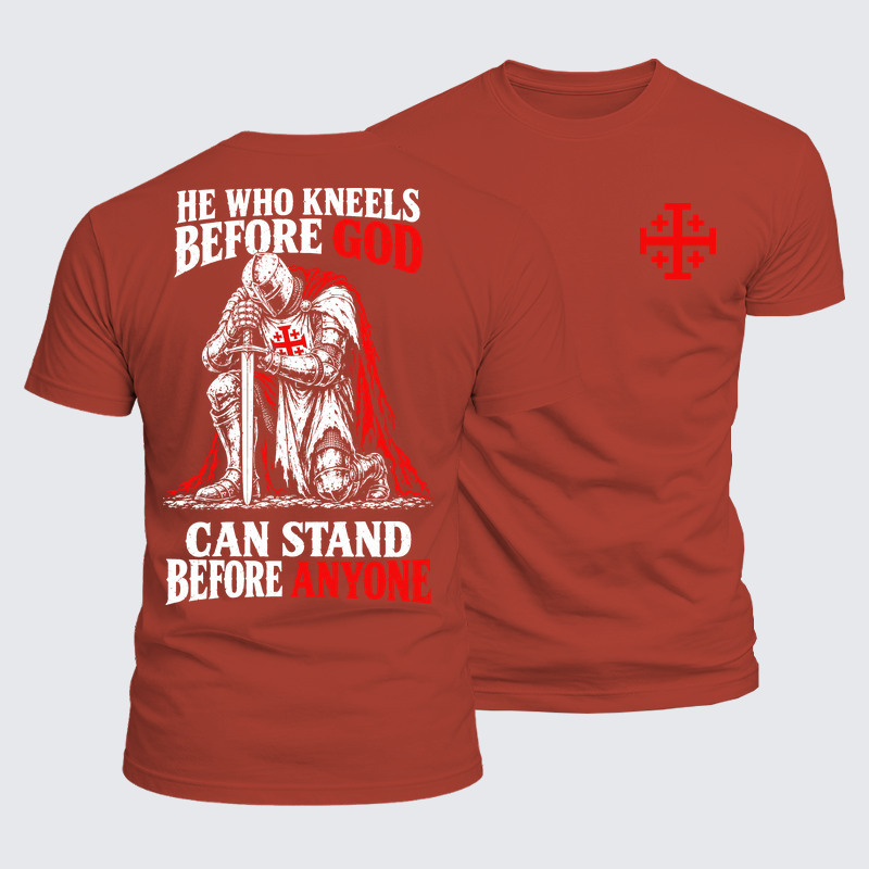 Luxe Mercerized Cotton Tee - He Who Kneels Before God Can Stand Before Anyone