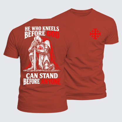 Luxe Mercerized Cotton Tee - He Who Kneels Before God Can Stand Before Anyone