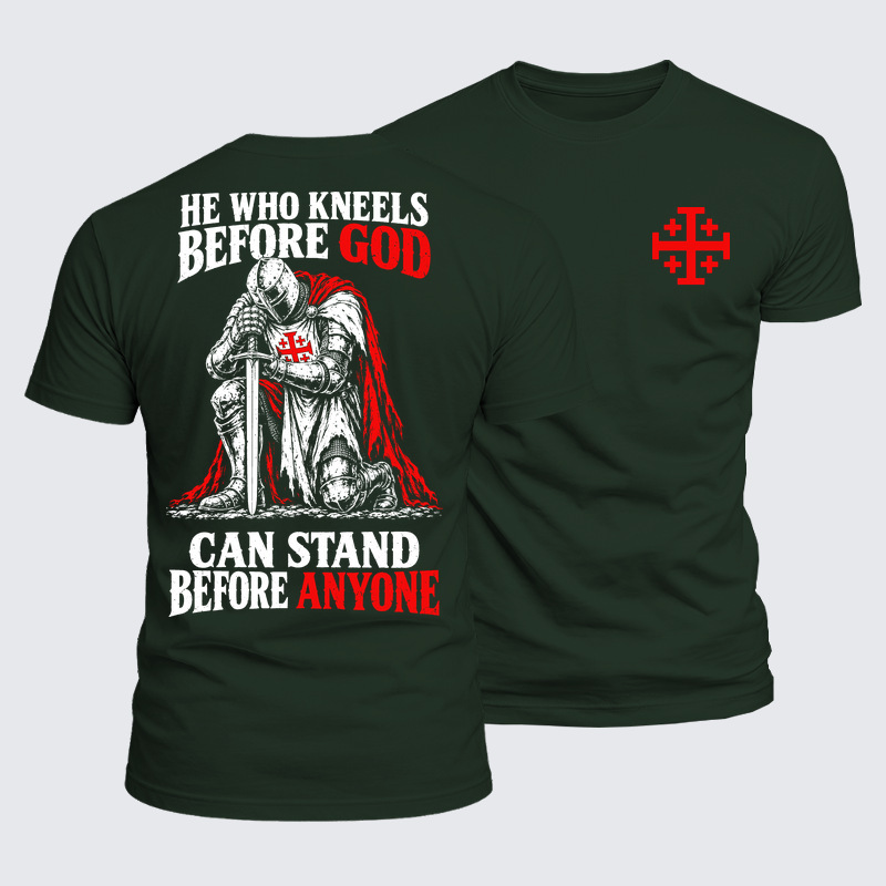 Luxe Mercerized Cotton Tee - He Who Kneels Before God Can Stand Before Anyone