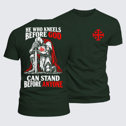 Luxe Mercerized Cotton Tee - He Who Kneels Before God Can Stand Before Anyone