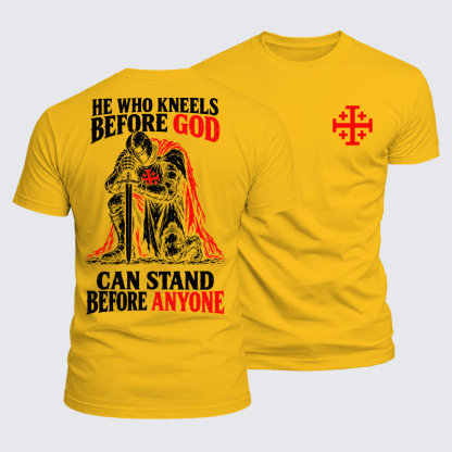 Luxe Mercerized Cotton Tee - He Who Kneels Before God Can Stand Before Anyone