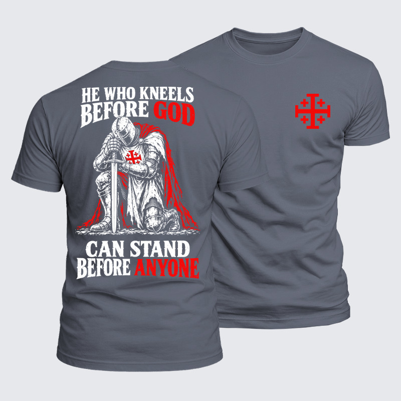 Luxe Mercerized Cotton Tee - He Who Kneels Before God Can Stand Before Anyone