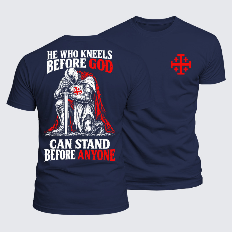 Luxe Mercerized Cotton Tee - He Who Kneels Before God Can Stand Before Anyone