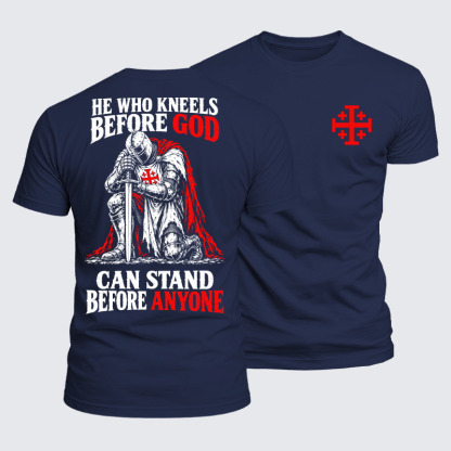 Luxe Mercerized Cotton Tee - He Who Kneels Before God Can Stand Before Anyone