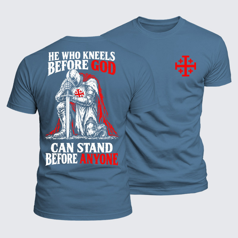 Luxe Mercerized Cotton Tee - He Who Kneels Before God Can Stand Before Anyone