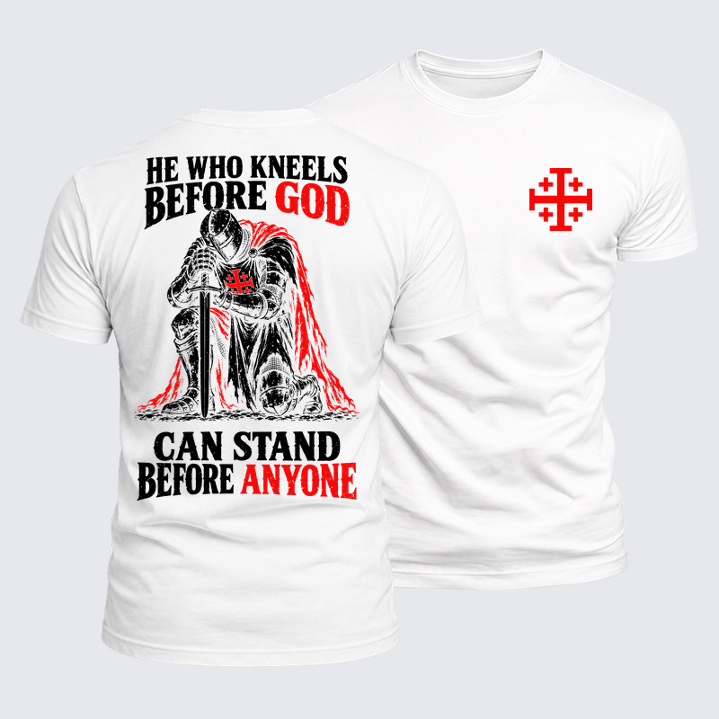 Luxe Mercerized Cotton Tee - He Who Kneels Before God Can Stand Before Anyone