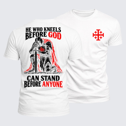 Luxe Mercerized Cotton Tee - He Who Kneels Before God Can Stand Before Anyone