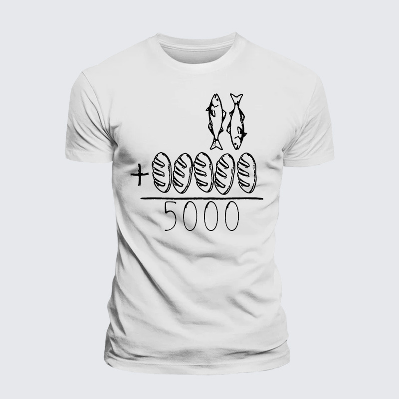 2 Fishes 5 Breads Jesus Feeds The 5000 Jesus God Christian Premium Mercerized Cotton Tee