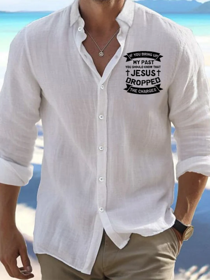 Jesus Dropped The Charges Jesus God Christian Resort Casual Shirt