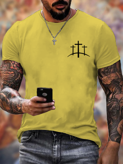 Men's Cross Printed Casual T-Shirt