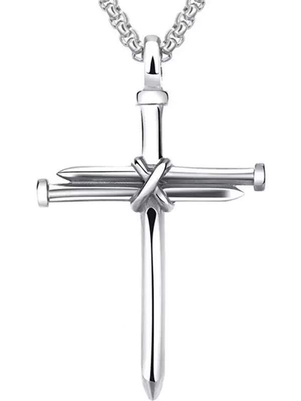 Christian Simple Cross Nail Necklace Pendant