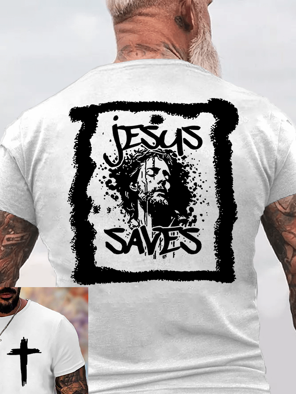 Jesus Saves Jesus God Christian Cotton T-Shirt