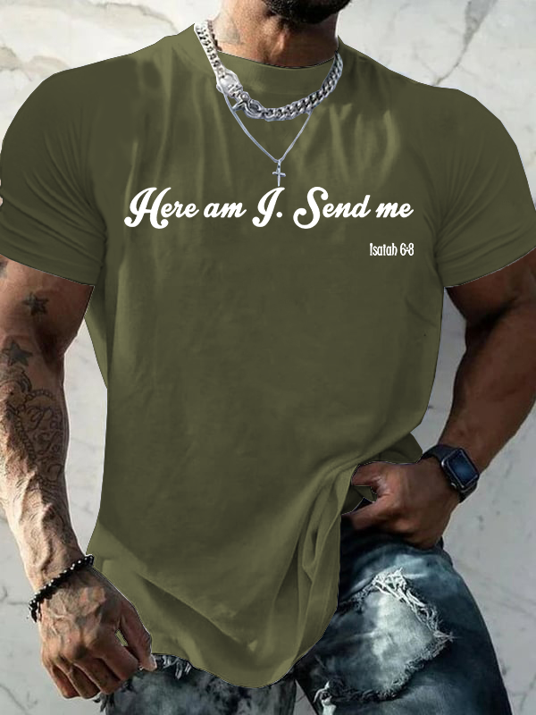 Isaiah 6:8 Jesus God Christian Cotton T-Shirt
