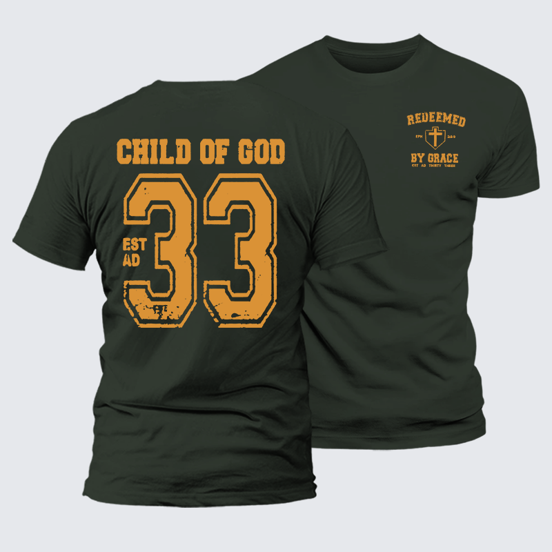 Redeemed By Grace Jesus God Christian Premium Mercerized Cotton Tee