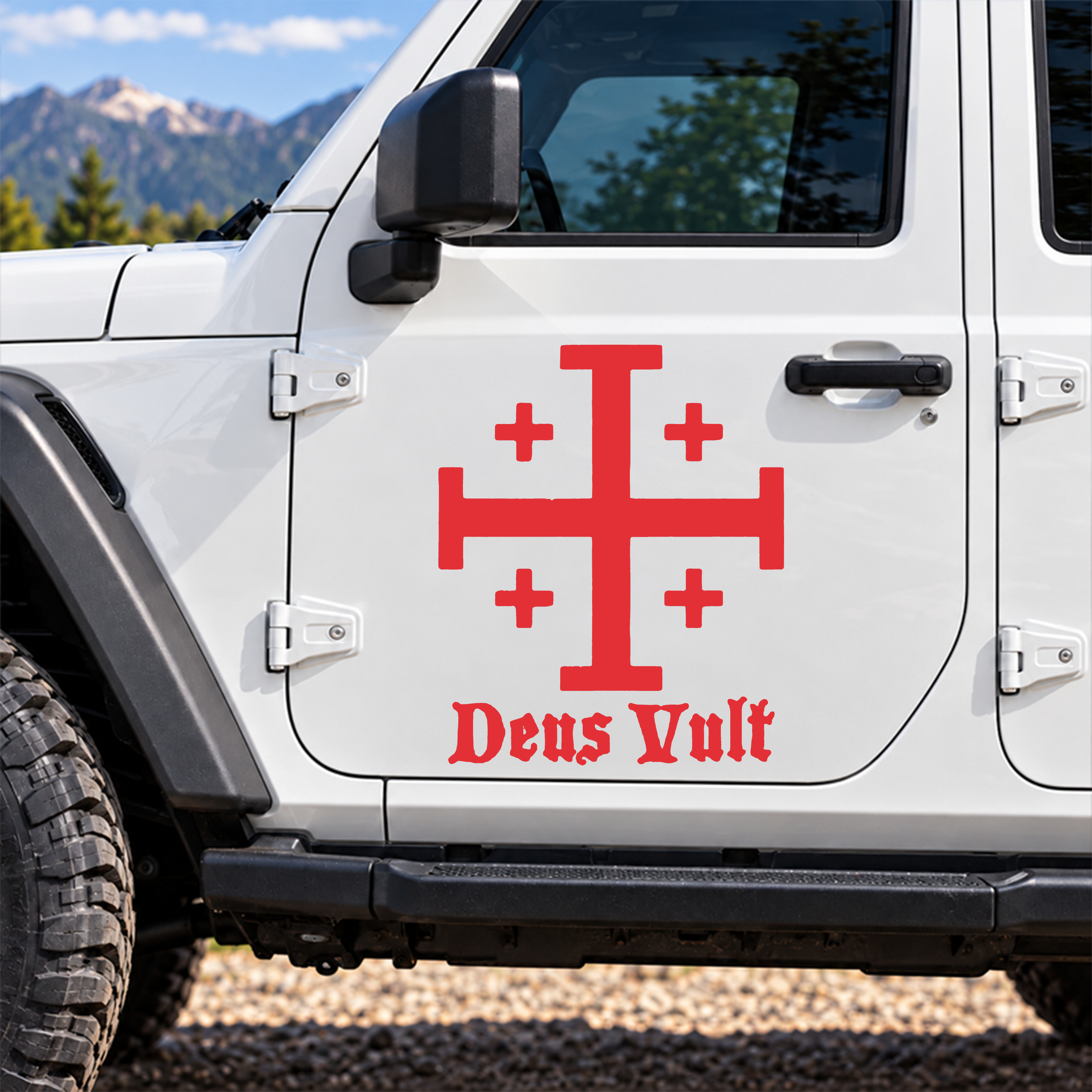 Car & Truck Vinyl Decals  - Jerusalem Cross Deus Vult   