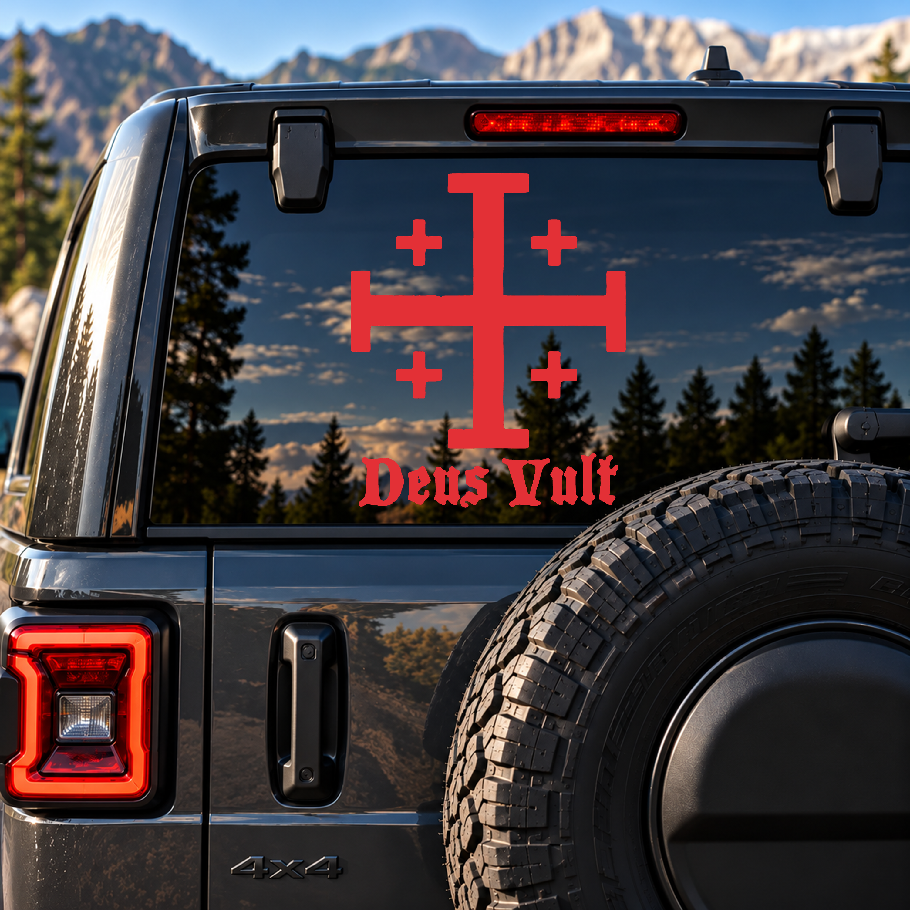 Car & Truck Vinyl Decals  - Jerusalem Cross Deus Vult   