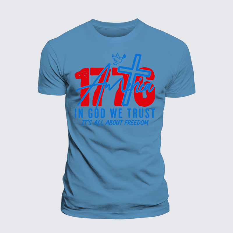 1776 In God We Trust Jesus God Christian Premium Mercerized Cotton Tee