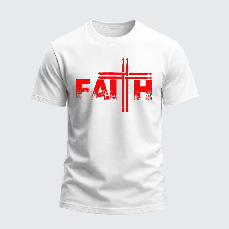 Heavyweight Cotton Tee - God Jesus Fun Drummer 