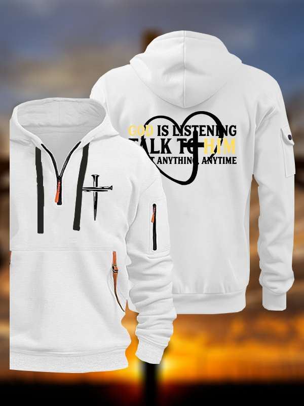 God Is Listening Talk To Him About Anything Anytime Jesus God Christian Zipper Hoodies