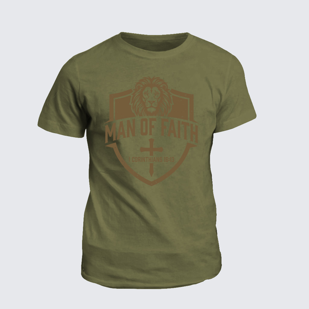 Man Of God Husband Dad Jesus God Christian Cotton T-Shirt