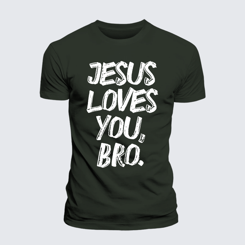 Jesus Loves Bro Jesus God Christian Premium Mercerized Cotton Tee