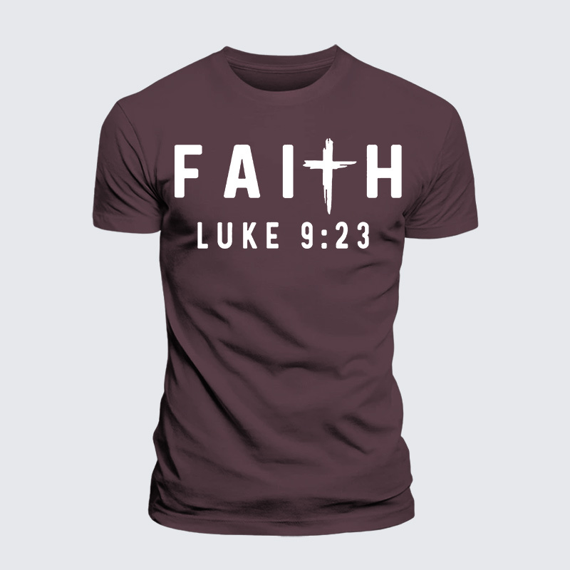 Luke 9:23 Jesus God Christian Premium Mercerized Cotton Tee
