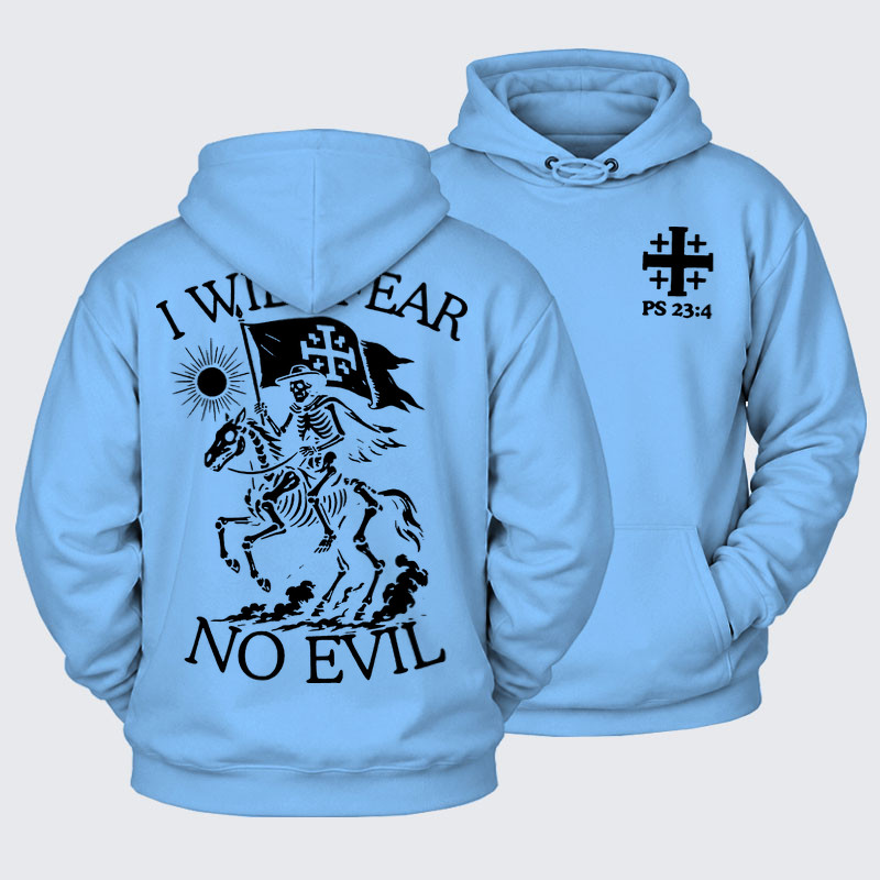 Plush Fleece-Lined Hoodie - I Will Fear - Blue (front and back)
