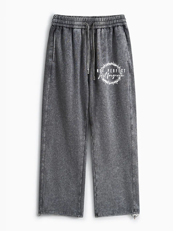 Not Perfect Just Forgiven Religious  Jesus God Christian Washed Sweatpants