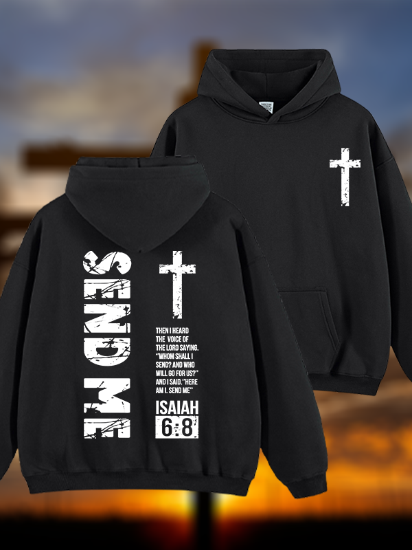 Send Me Isaiah 6:8 Jesus God Christian Plush Fleece-Lined Hoodie