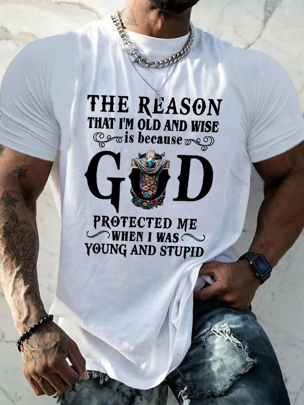 Casual Faith God Alphabet Printed Cotton T-shirt