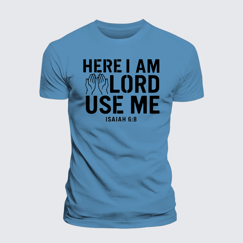 Here l am Lord Use Me Jesus God Christian Premium Mercerized Cotton Tee