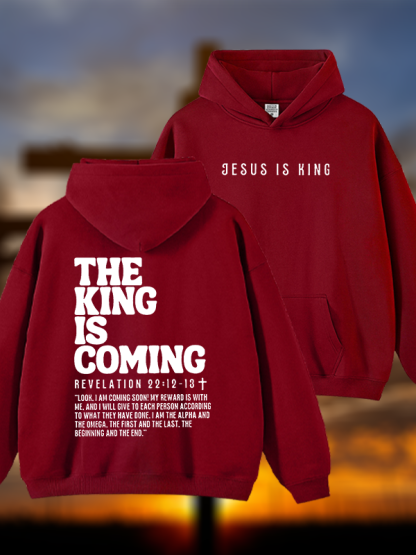 Jesus Is King Jesus God Christian Plush Fleece-Lined Hoodie