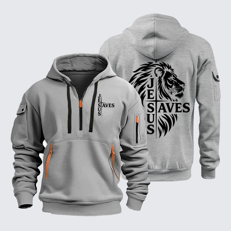 Zipper Hoodies Ave Christus Rex –Jesus Saves Lion of Judah