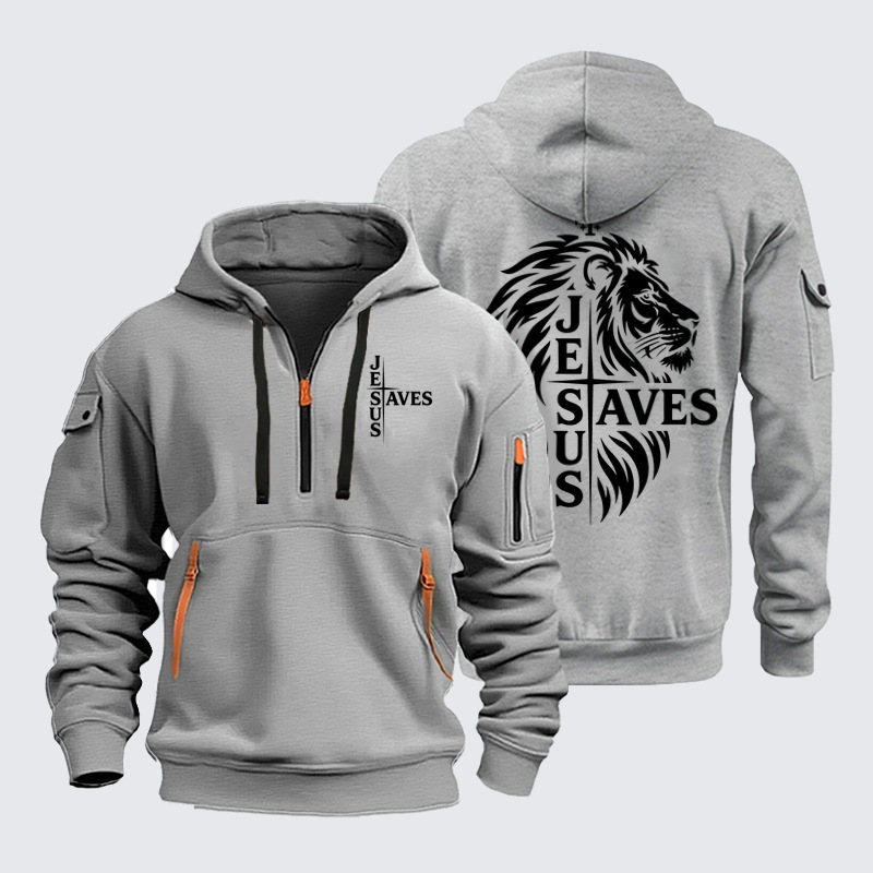 Zipper Hoodies Ave Christus Rex –Jesus Saves Lion of Judah