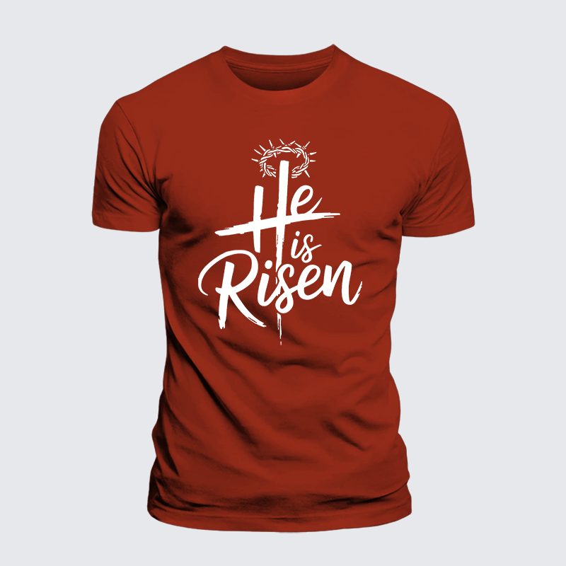 He Is Risen Jesus God Christian Premium Mercerized Cotton Tee