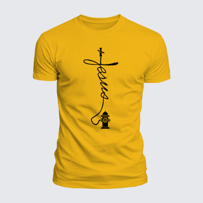 Firefighter Jesus God Christian  – Luxe Mercerized Interlock Cotton Tee