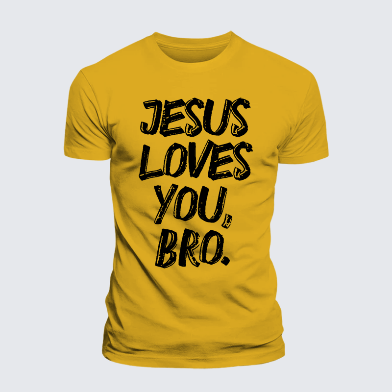 Jesus Loves Bro Jesus God Christian Premium Mercerized Cotton Tee