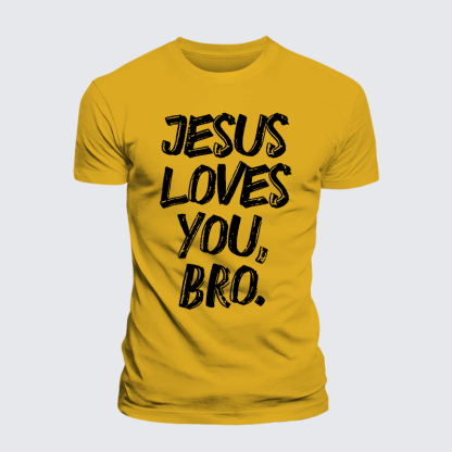 Jesus Loves Bro Jesus God Christian Premium Mercerized Cotton Tee