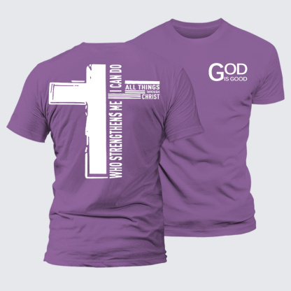 God Is Good Philippians 4:13 Jesus God Christian Premium Mercerized Cotton Tee