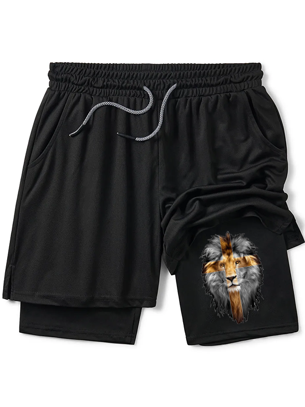 Jesus Lion of Judah Men's Christian Performance Shorts