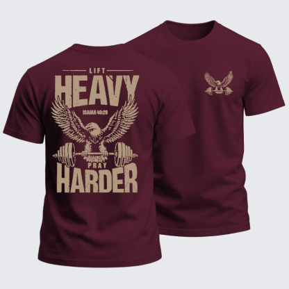 Heavyweight Cotton Tee - Lift Heavy Pray Harder