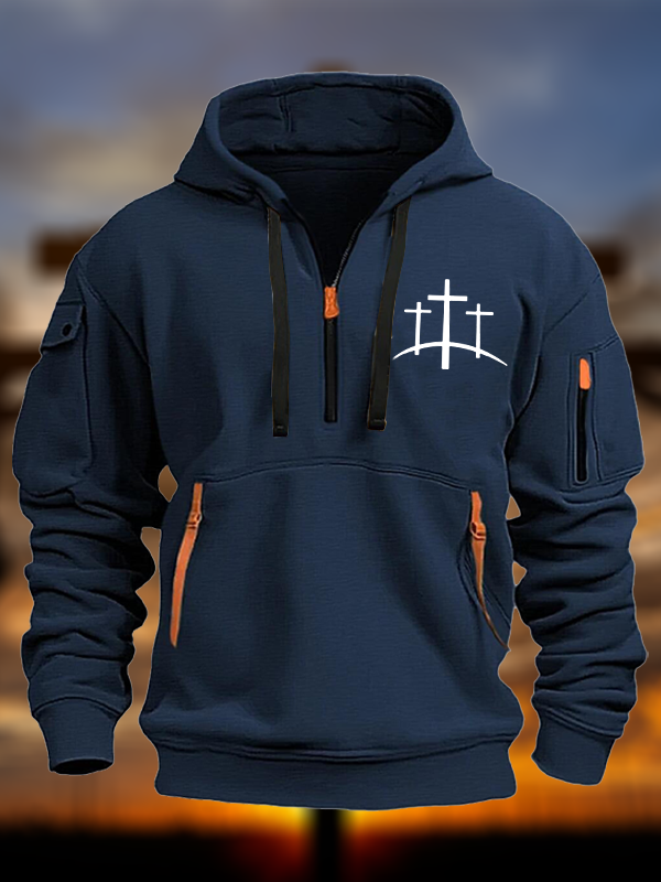  Cross Printed Zipper Hoodies