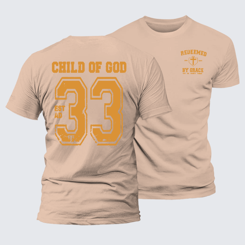 Redeemed By Grace Jesus God Christian Premium Mercerized Cotton Tee
