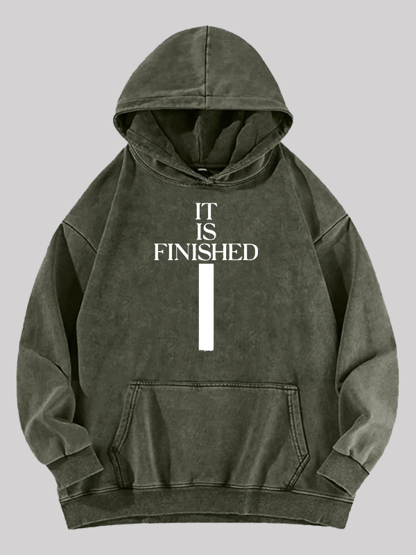 It Is Finished Jesus God Christian Washed Hoodie