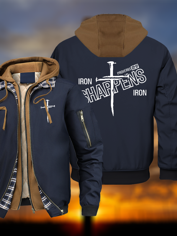 Iron Sharpens Warm Hooded Bomber Jacket