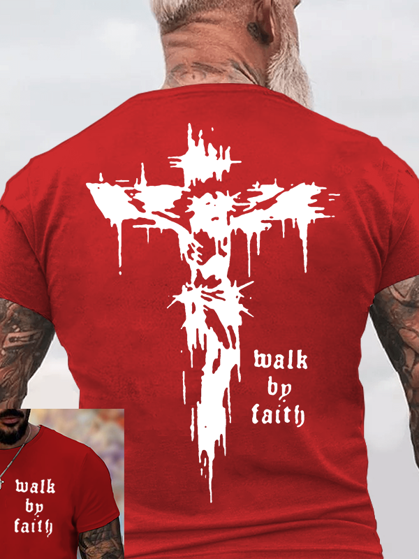 Walk By Faith Jesus God Christian Cotton T-Shirt